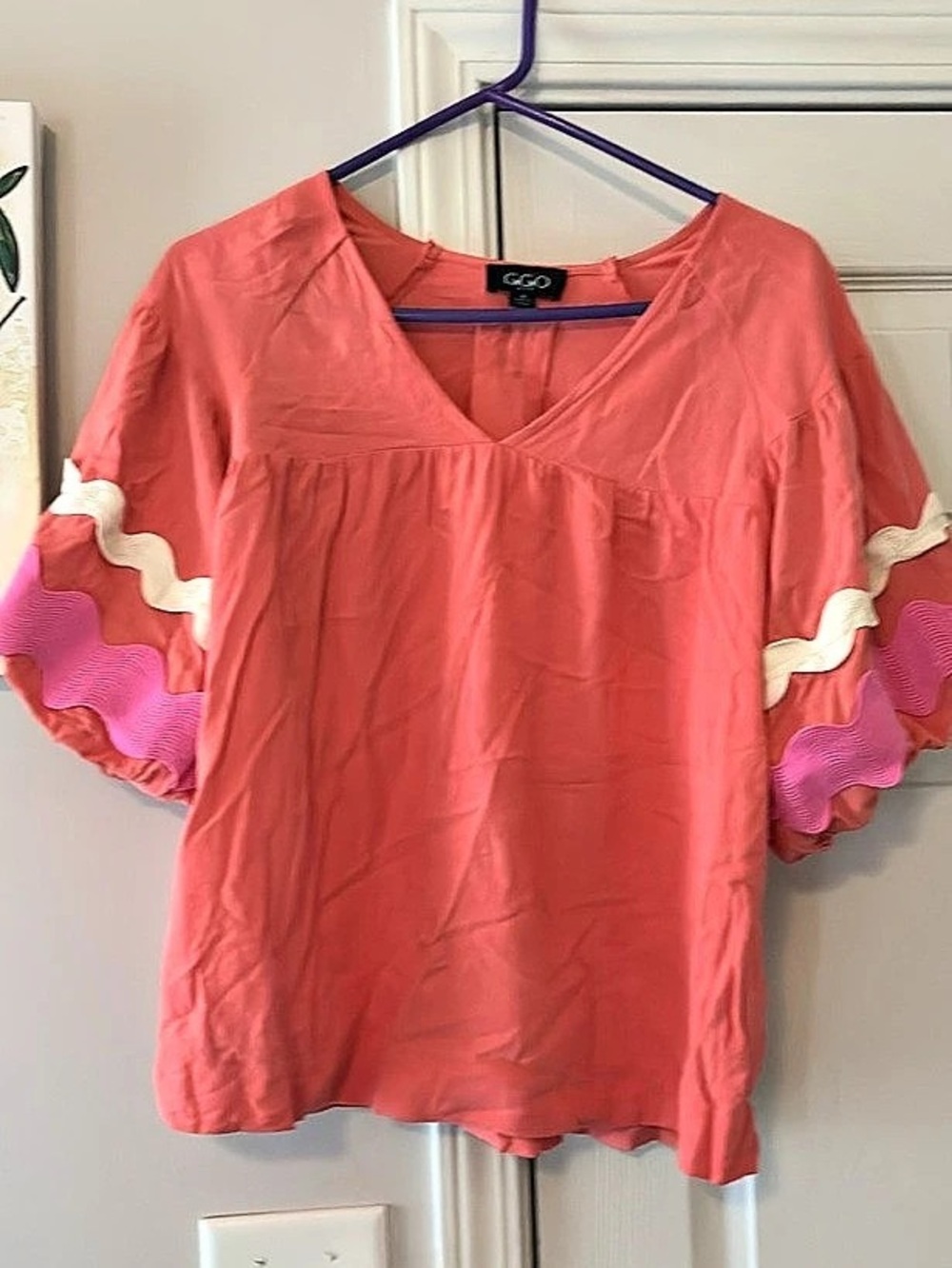 Ruffle Sleeve Blouse in Pink Like New